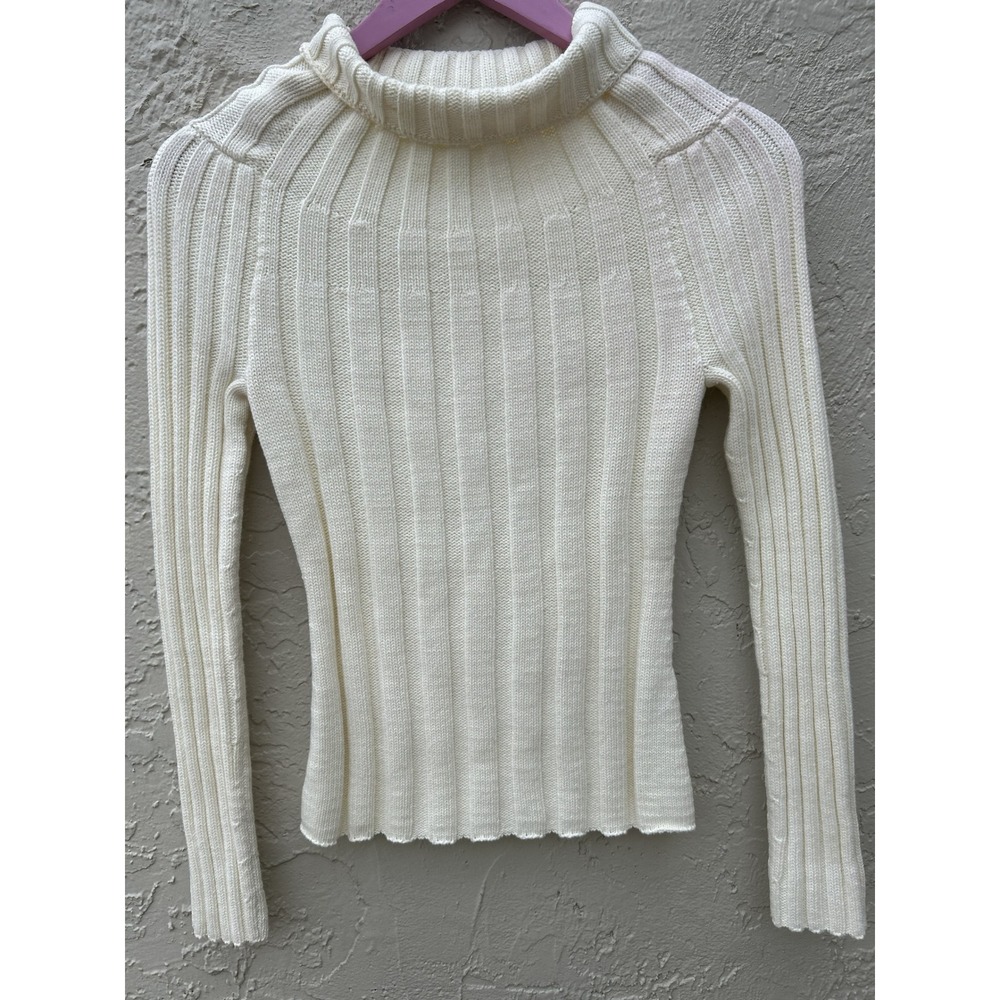 Banana Republic Ribbed Mock Neck Sweater Cream Off White Long Sleeve XS